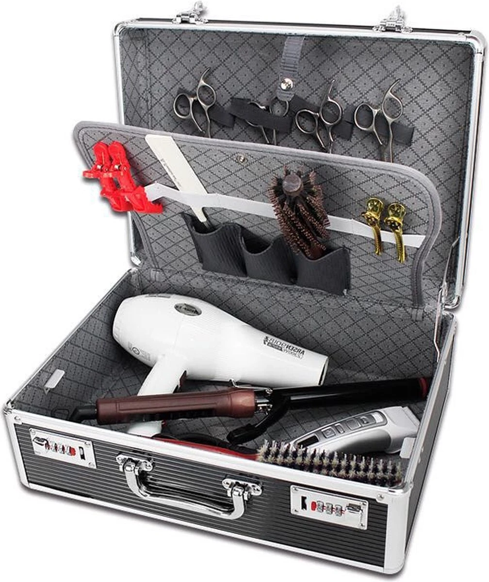 Beautycase / Beautykoffer Zilver Kleur - Functioneel - Aluminium Mobiel - Alle Beautygereedschappen- Kapper - Tattoo - Nagel - Visagie - Make-up - Cosmetica - Schmink - Beauty Case / Beauty Koffer Portable 5 Beautycase / Beautykoffer Zilver Kleur - Functioneel - Aluminium Mobiel - Alle Beautygereedschappen- Kapper - Tattoo - Nagel - Visagie - Make-up - Cosmetica - Schmink - Beauty Case / Beauty Koffer Portable - Afbeelding 3