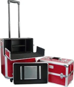 Veronica NAIL-PRODUCTS Aluminium Nagel Trolley 3 In 1 CROCO ROOD, Pedicure, Manicure. Ook Als Sinterklaas Trolley, Trolly, Koffer! -Cosmetische Kortingen Winkel 1027x1200 12