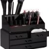 A&K 2in1 Make-up Organizer - 4 Lades Cosmetica Opbergdoos - Kaptafel - Zwart