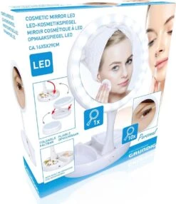 Grundig Opmaakspiegel - LED-verlichting - Opbergruimte Sieraden - Gewone En Vergrotende Spiegel - Wit -Cosmetische Kortingen Winkel 1037x1200 8