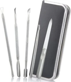 YUBBI™ Professionele Nagelverzorging Set - 5 Delig - Nagelriem Duwer - Bokkenpootje - Gellak Verwijderaar - Nagelvijl - Gel Acryl Nagel Prep - RVS - Inclusief Opbergetui