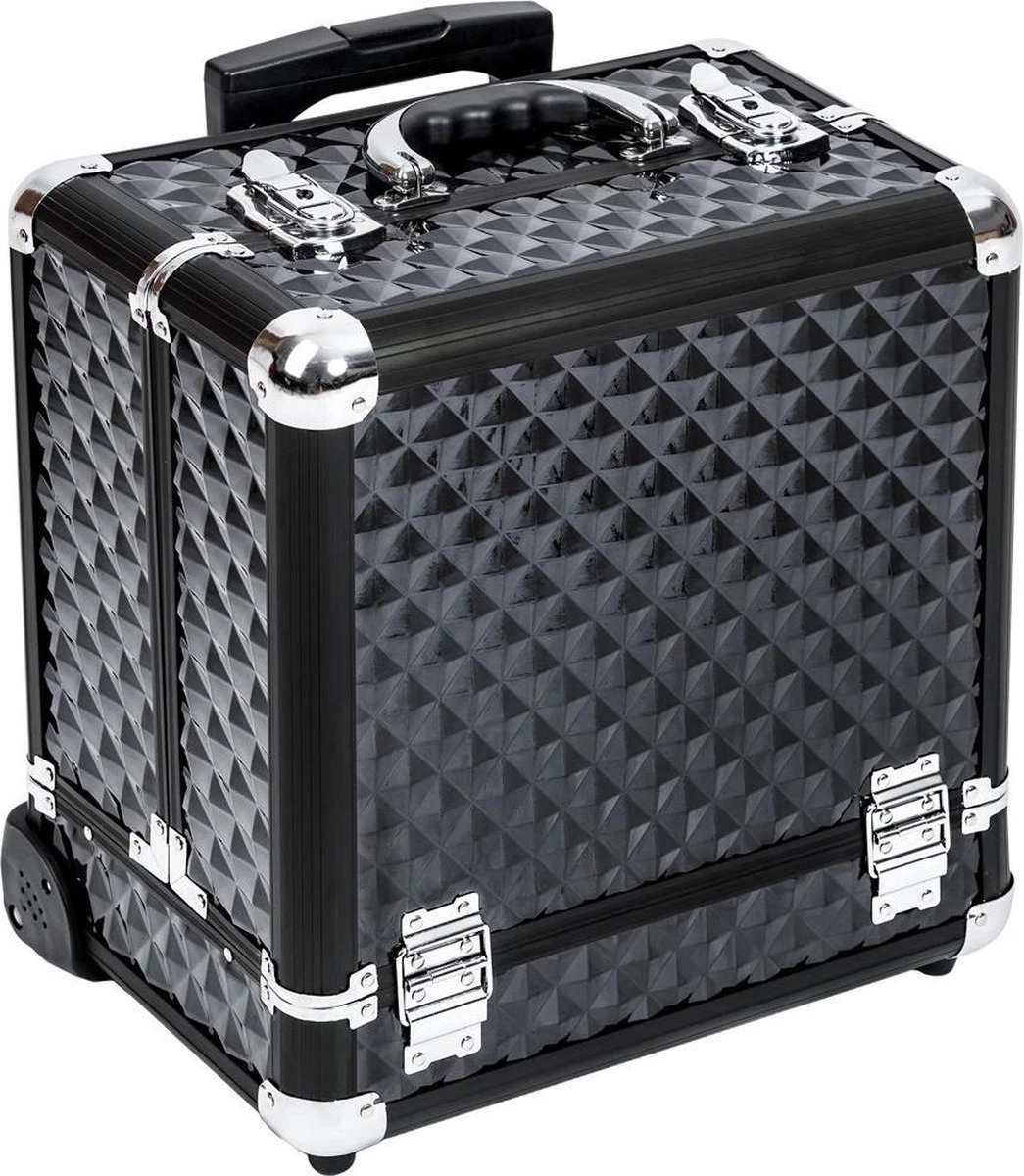 Dreamble Make-up Koffer - Make-up Trolley - Zwart - Rijdbaar - Met Wieltjes - Compact - 8 Vakken - Met Slot - 2 Sleutels 4 Dreamble Make-up Koffer - Make-up Trolley - Zwart - Rijdbaar - Met Wieltjes - Compact - 8 Vakken - Met Slot - 2 Sleutels - Afbeelding 2