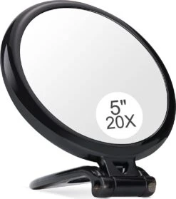 5 Inch, 20X Vergrootspiegel, Tweezijdige Spiegel, 20X/1X Vergroting, Opvouwbare Make-upspiegel Met Handheld/standaard, Gebruik Voor Make-up Toepassing, Pincet En Mee-eter/onzuiverheid Verwijdering