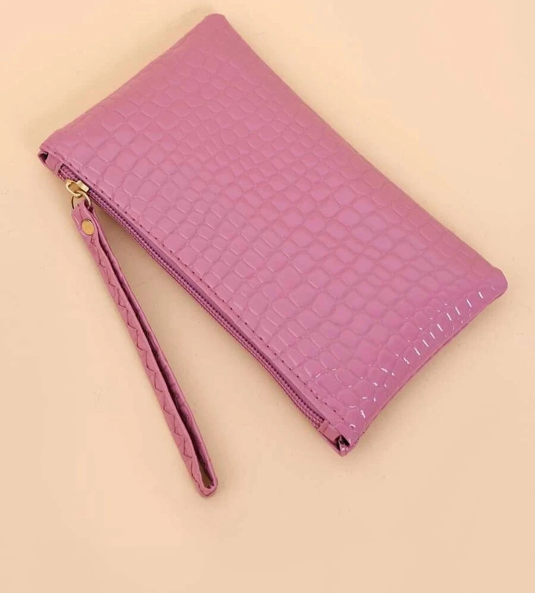 Handtas Mini - Make-up Tasje - Roze - Rechthoekig - Krokodillen Print 4 Handtas Mini - Make-up Tasje - Roze - Rechthoekig - Krokodillen Print - Afbeelding 2