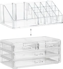 Relaxdays Make-up Organizer - Tweedelig - Cosmetica Opbergdoos - Transparant -Cosmetische Kortingen Winkel 1088x1200 9