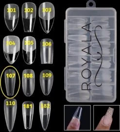 Royala 107 - Ballerina Coffin Binnen En Buiten Full Frosted - Full Cover - Nageltips - Nepnagels - Plaknagels - In Assortimentsbox - 120 Stuks 12 Maten - Voor Gellak Acrylnagellak En PolyGel Nagels - Royala Frosted Tips Line -Cosmetische Kortingen Winkel 1089x1200 10