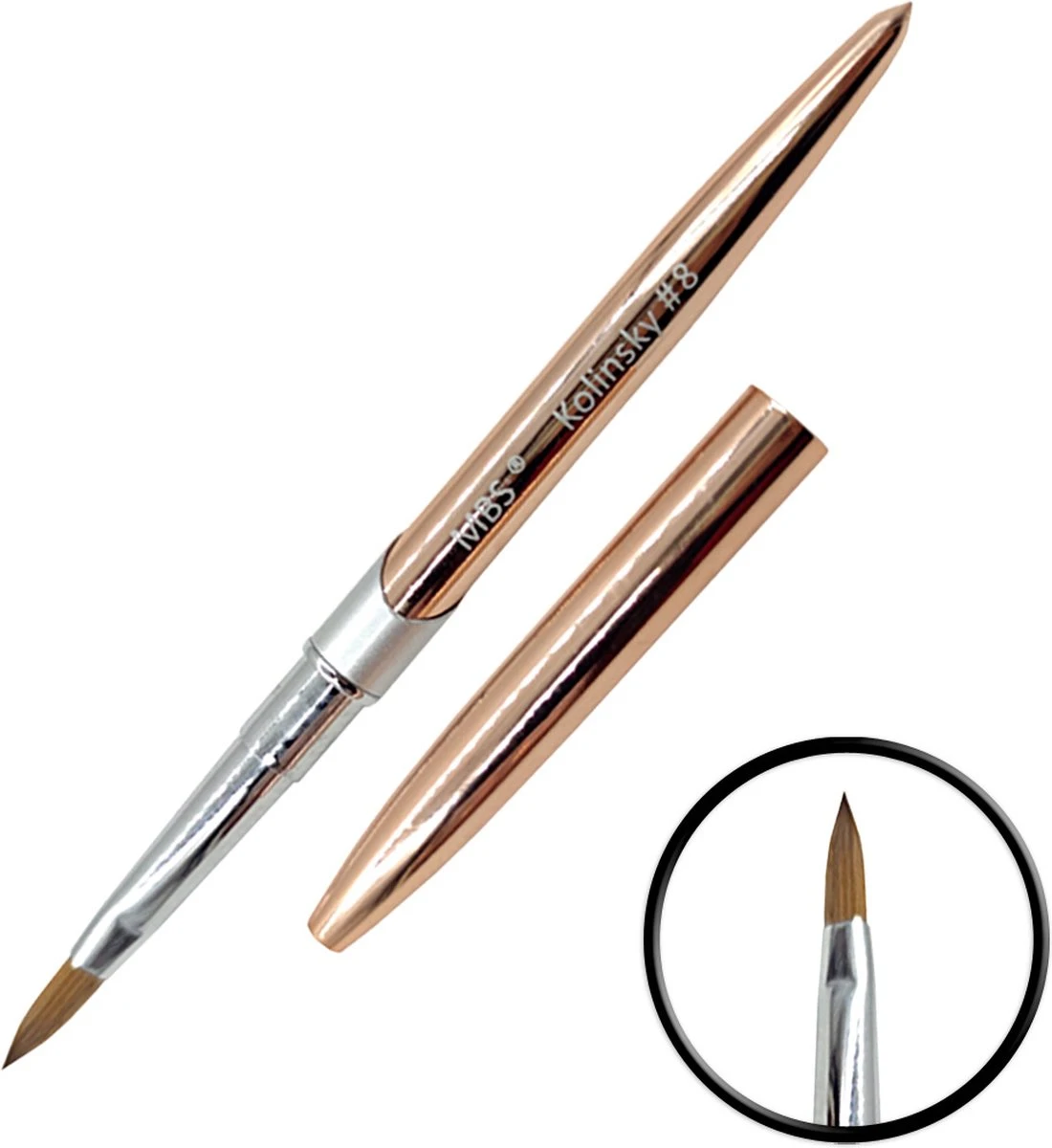 KOLINSKY ACRYL PENSEEL #8 - Kolinsky Penseel - Acryl Penseel - Acryl Nagels - Gold 3 KOLINSKY ACRYL PENSEEL #8 - Kolinsky Penseel - Acryl Penseel - Acryl Nagels - Gold