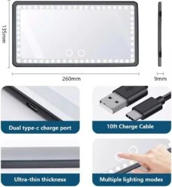 JO&RAE-Auto Zonneklep Make-up Spiegel Met Led Verlichting Wit-3 Kleurenmodus-Oplaadbare Auto Vanity Spiegel -Cosmetische Kortingen Winkel 1105x1200 9