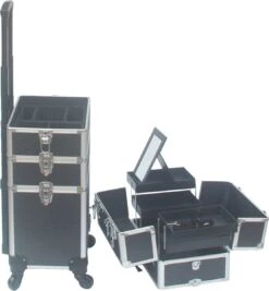 VDD Aluminium Visagie Kappers Koffer Trolley - Make-up Schmink Nagel Koffer Trolley - Zwart -Cosmetische Kortingen Winkel 1112x1200 7