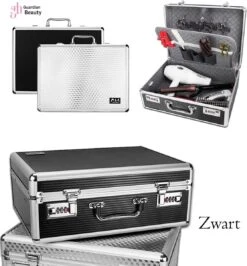Beautycase / Beautykoffer Zwart Kleur - Functioneel - Aluminium Mobiel - Alle Beautygereedschappen- Kapper - Tattoo - Nagel - Visagie - Make-up - Cosmetica - Schmink - Beauty Case / Beauty Koffer Portable