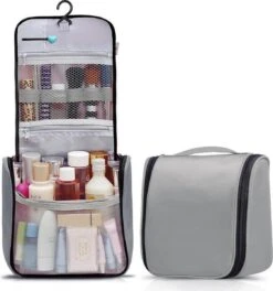TravelSky Reis Toilettas Met Haak Travel Etui Organizer Voor Toiletartikelen Kamperen & Reizen Accessoires – Geschikt Voor Dames En Heren – Grijs