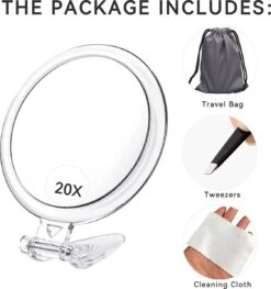 5 Inch, 20x Vergrotende Spiegel, Tweezijdige Spiegel, 20X/1x Vergroting, Opvouwbare Make-upspiegel Met Handheld/standaard, Gebruik Voor Make-up Toepassing, Pincet, En Mee-eter/smetverwijdering. (zilver) -Cosmetische Kortingen Winkel 1125x1200 11