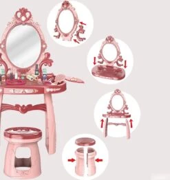 Kaptafel Kind - Make Up Tafel Met Spiegel - 44x24,5x76cm - Roze -Cosmetische Kortingen Winkel 1130x1200 8