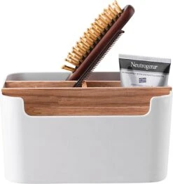 Altom Design Badkamer Orginazer 5-vaks - Gemaakt Van Ecologisch Bamboe - 18 X 14,5 X 9,5 Cm - Wit Bruin - Natura Line - Bamboo - Make-up Opbergbox -Cosmetische Kortingen Winkel 1132x1200 12
