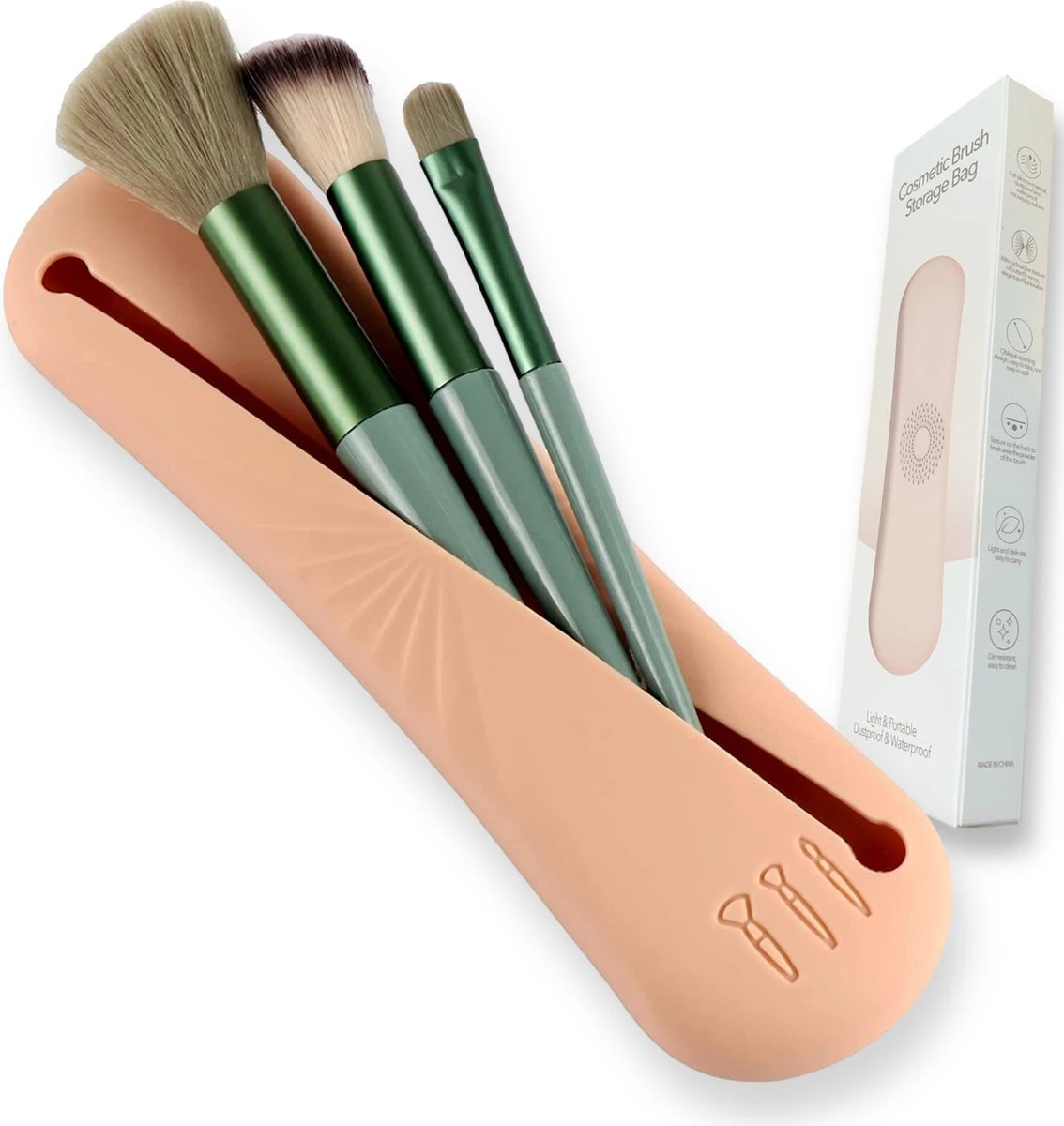 Beautious® Make Up Organizer - Beauty Organizer - Kwastenhouder - Compact - Siliconen - Khaki 3 Beautious® Make Up Organizer - Beauty Organizer - Kwastenhouder - Compact - Siliconen - Khaki