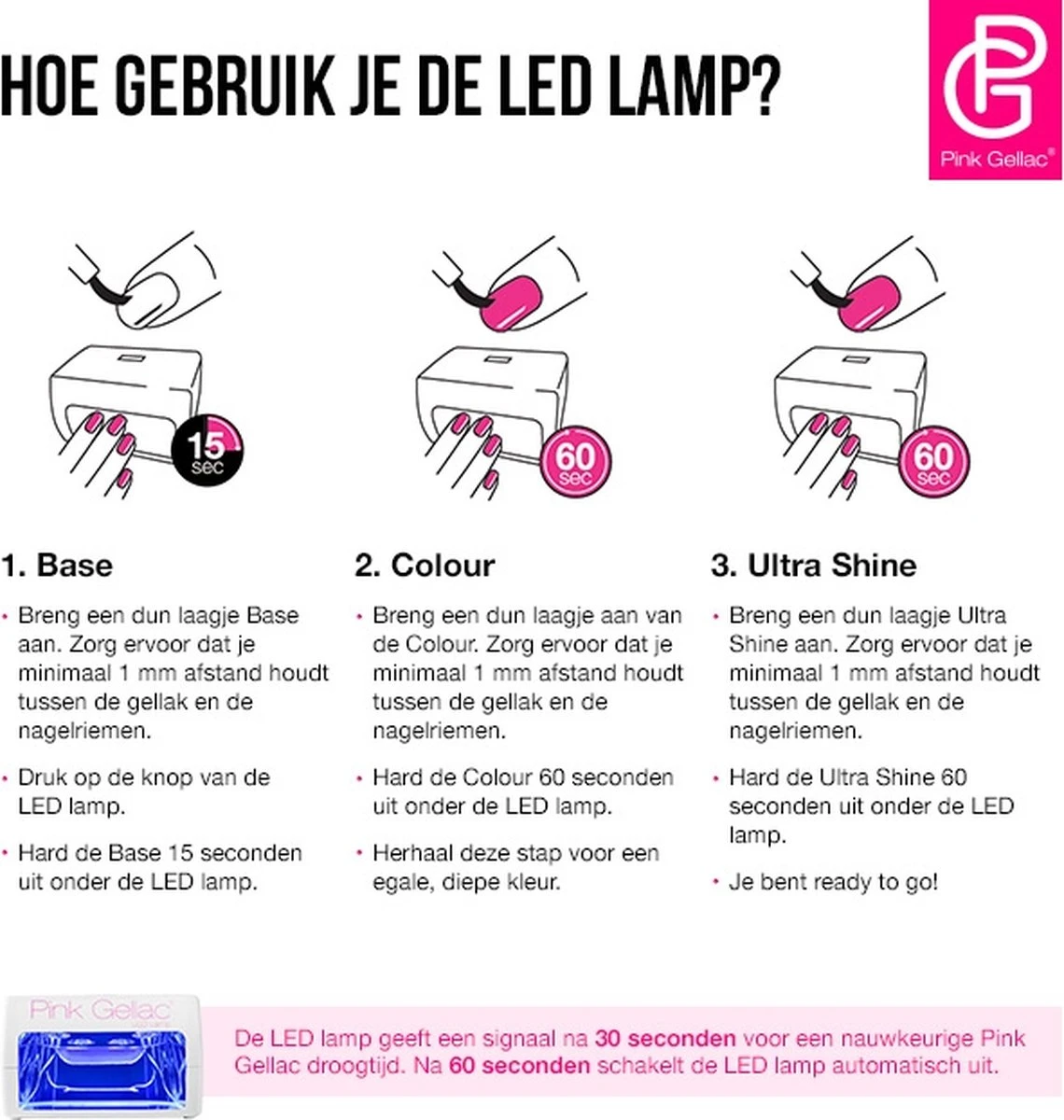 Pink Gellac - LED Lamp - Nageldroger Voor Gellak - Wit - Met Timer 6 Pink Gellac - LED Lamp - Nageldroger Voor Gellak - Wit - Met Timer - Afbeelding 4