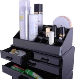 Confibel XXL Acryl Make-up Cosmetica Organizer - Verstelbare Lades - Sieraden/Make-up/Cosmetica Organizer - 11 Compartimenten - Zwart -Cosmetische Kortingen Winkel 1150x1200 8