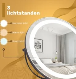 Great's® Make Up Spiegel Met LED Verlichting - ⌀ 40cm - Visagie Spiegel Rond - Extra Close Up Spiegeltje 10x - Zwart -Cosmetische Kortingen Winkel 1157x1200 6