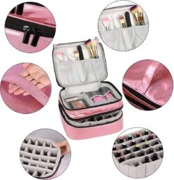 YONO Nagellak Tas - Nagelkoffer Beautycase - Cosmetica Koffer - Manicure Organizer - Roze -Cosmetische Kortingen Winkel 1160x1200 24