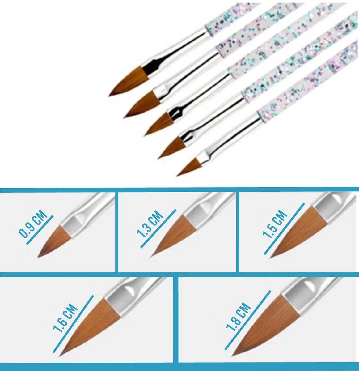 Jawes- Acryl Penselen- 5 Stuks - Acryl Nagels- Arcylpenselen- Acryl- Nagels- Polygel- Nagellak- Gelnagels- Gereedschap- Nagelstyliste- Gellak- Nagelgereedschap- Nail Art 5 Jawes- Acryl Penselen- 5 Stuks - Acryl Nagels- Arcylpenselen- Acryl- Nagels- Polygel- Nagellak- Gelnagels- Gereedschap- Nagelstyliste- Gellak- Nagelgereedschap- Nail Art - Afbeelding 3