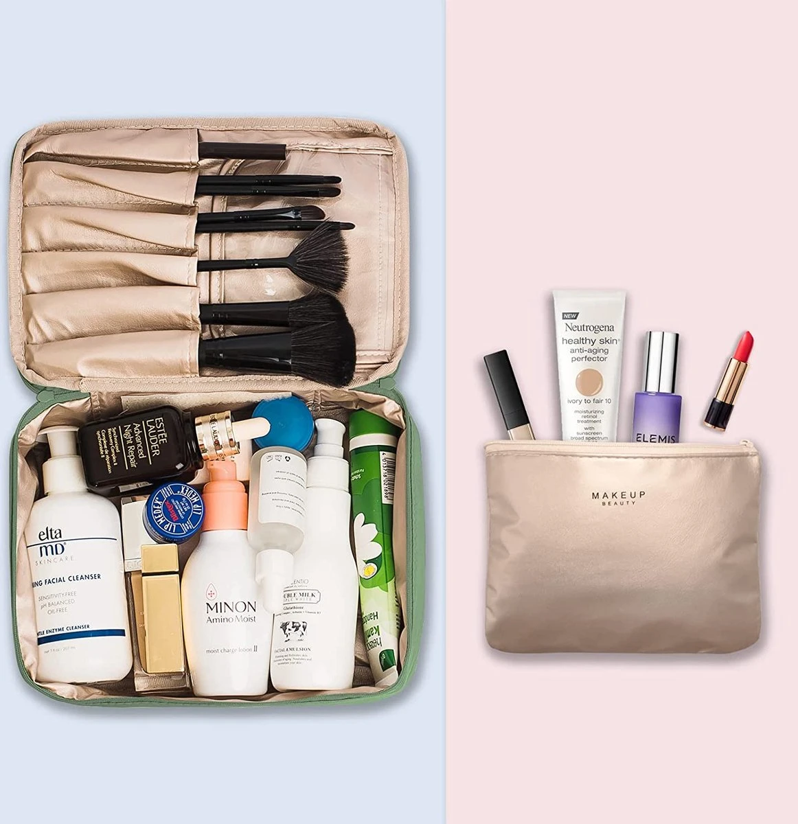 Plugstore - Make-up Tas 2 Stuks Toilettas Draagbare Cosmetische Pouch Travel Organizer Waterbestendig Portemonnee Voor Vrouwen En Meisjes, Groen, 2 Pieces 8 Plugstore - Make-up Tas 2 Stuks Toilettas Draagbare Cosmetische Pouch Travel Organizer Waterbestendig Portemonnee Voor Vrouwen En Meisjes, Groen, 2 Pieces - Afbeelding 6