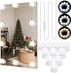 BOTC Hollywood Spiegellampen - 10 Led Spiegellampen Met 3 Lichtmodi En 10 Dimfunctie Voor Make-upspiegel - LUB90101