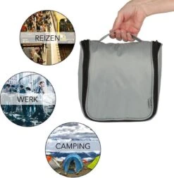 TravelSky Reis Toilettas Met Haak Travel Etui Organizer Voor Toiletartikelen Kamperen & Reizen Accessoires – Geschikt Voor Dames En Heren – Grijs -Cosmetische Kortingen Winkel 1173x1200 9