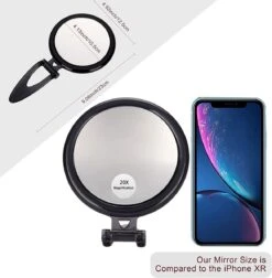 5 Inch, 20X Vergrootspiegel, Tweezijdige Spiegel, 20X/1X Vergroting, Opvouwbare Make-upspiegel Met Handheld/standaard, Gebruik Voor Make-up Toepassing, Pincet En Mee-eter/onzuiverheid Verwijdering -Cosmetische Kortingen Winkel 1174x1200 23