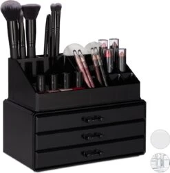 Relaxdays Make-up Organizer - Sieradendoosje - Cosmetica - Zwart -Cosmetische Kortingen Winkel 1177x1200 23