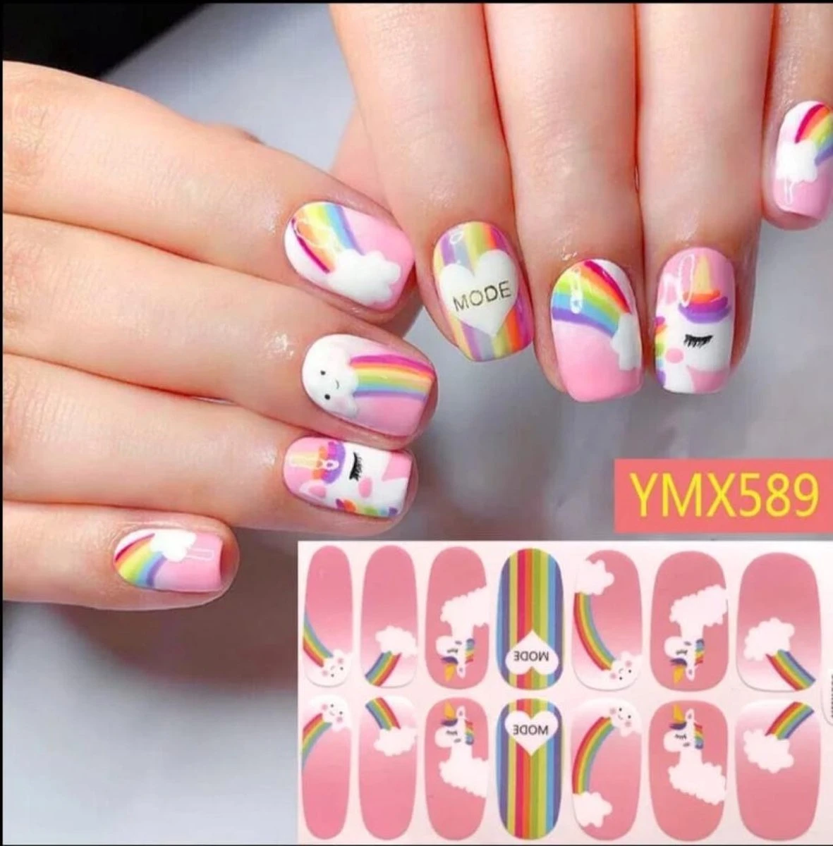 Nail Art Sticker Pony Eenhoorn Roze Rainbow 3 Nail Art Sticker Pony Eenhoorn Roze Rainbow