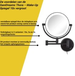 SaniDreams Thora - Make-up Spiegel-rond-zwart-10x Vergroot -Cosmetische Kortingen Winkel 1183x1200 27