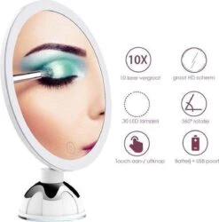 Merkloos Make-Up Spiegel Met Led Verlichting En Zuignap - 360° Verstelbaar 10x Vergroot -Cosmetische Kortingen Winkel 1184x1200 22
