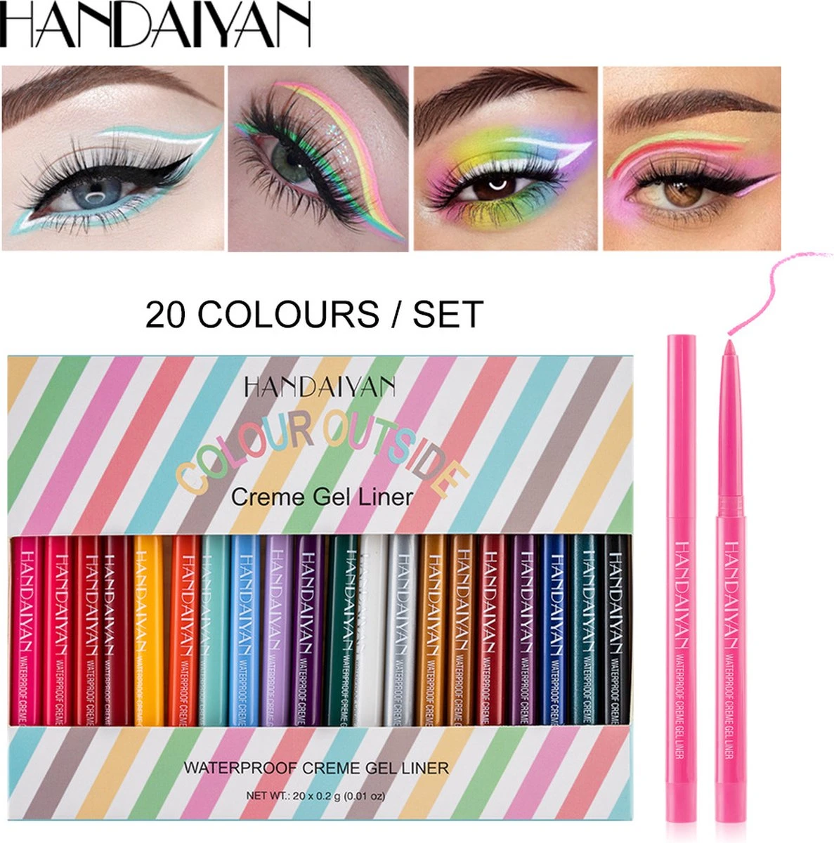 HANDAIYAN Sneldrogend Waterdicht En Niet Gemakkelijk Uit Te Vegen Kleur Eyeliner 20 Kleuren 3 HANDAIYAN Sneldrogend Waterdicht En Niet Gemakkelijk Uit Te Vegen Kleur Eyeliner 20 Kleuren