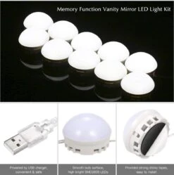 Merkloos LED Spiegel | 10 LEDS | Make-up Spiegel | Helderheid Aanpasbaar | USB Voeding | Geheugenfunctie -Cosmetische Kortingen Winkel 1192x1200 28