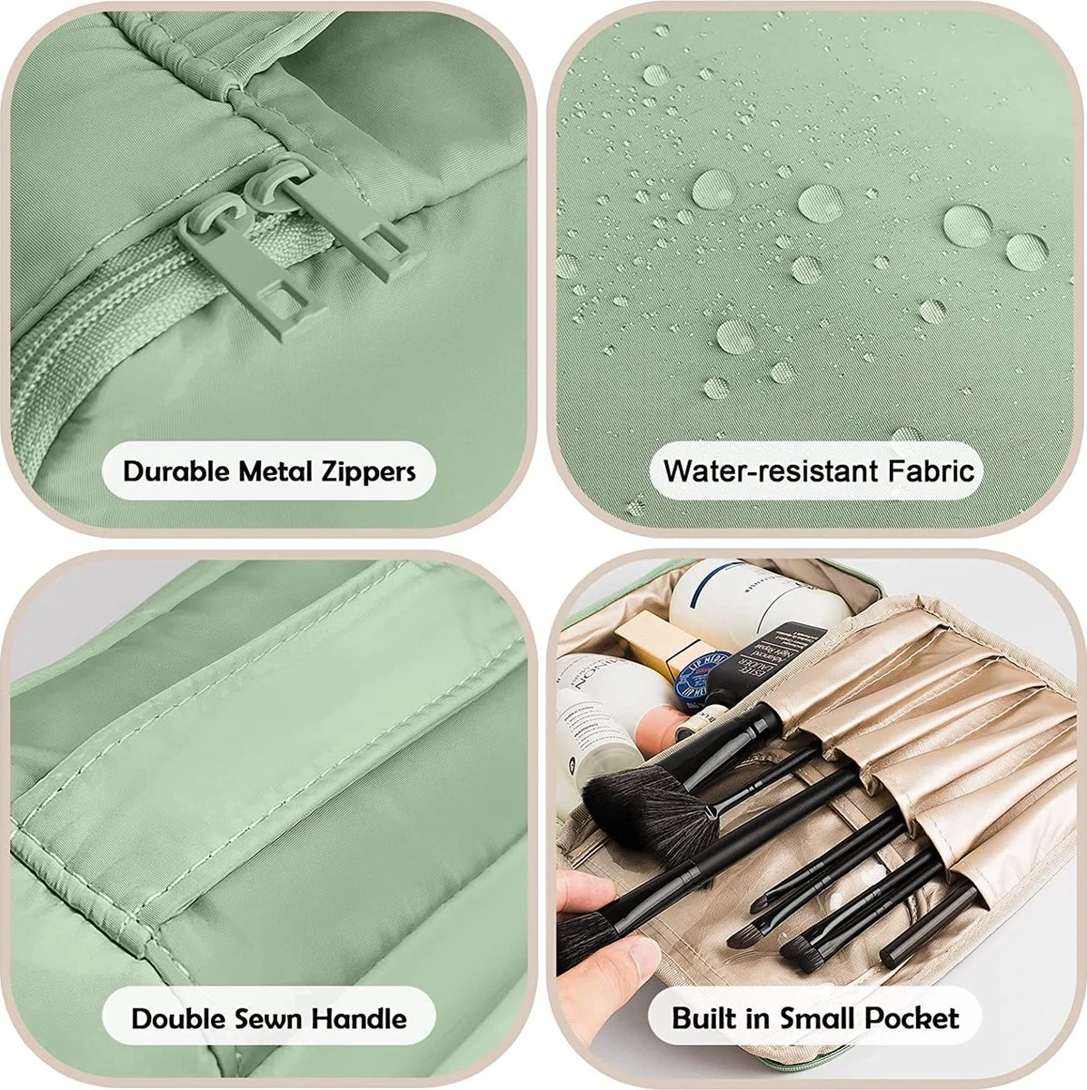 Plugstore - Make-up Tas 2 Stuks Toilettas Draagbare Cosmetische Pouch Travel Organizer Waterbestendig Portemonnee Voor Vrouwen En Meisjes, Groen, 2 Pieces 5 Plugstore - Make-up Tas 2 Stuks Toilettas Draagbare Cosmetische Pouch Travel Organizer Waterbestendig Portemonnee Voor Vrouwen En Meisjes, Groen, 2 Pieces - Afbeelding 3