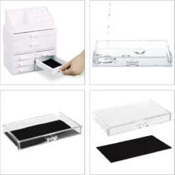 Relaxdays Make-up Organizer - Tweedelig - Cosmetica Opbergdoos - Transparant -Cosmetische Kortingen Winkel 1198x1200 83