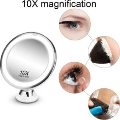 Merkloos Make-Up Spiegel Met Led Verlichting En Zuignap - 360° Verstelbaar 10x Vergroot -Cosmetische Kortingen Winkel 1198x1200 85