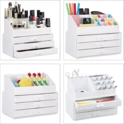 Relaxdays Make-up Organizer Klein - Stapelbaar - Sieradendoosje - Cosmetica - Opbergbox - Wit -Cosmetische Kortingen Winkel 1198x1200 86