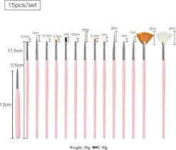 GUAPÀ - Penselen Set Roze Voor Nail Art / Acryl & Gel Nagels - Professional Nail Brushes - 15 Delig -Cosmetische Kortingen Winkel 1200x1020 1