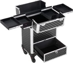 Monkey's Aluminium Kapperskoffer - Zwart - Beauty Case - Cosmeticakoffer - Make-upkoffer - Trolley - 360 Graden Wielen - 34 X 24 X 55.5 Cm -Cosmetische Kortingen Winkel 1200x1039 9
