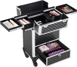 Monkey's Aluminium Kapperskoffer - Zwart - Beauty Case - Cosmeticakoffer - Make-upkoffer - Trolley - 360 Graden Wielen - 34 X 24 X 55.5 Cm -Cosmetische Kortingen Winkel 1200x1040 12