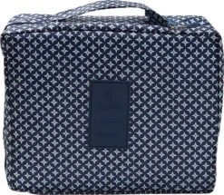 Fako Fashion® - Make Up Tasje Rechthoek - Cosmetica Organizer - Toilettas - 21x16x8cm - Ster Navy/Groen