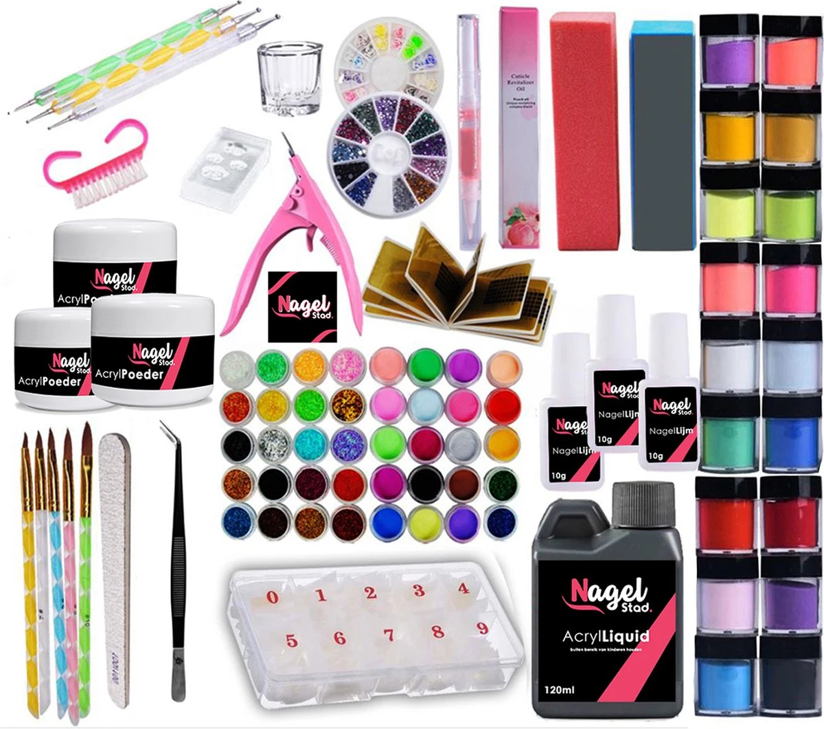 Acrylnagels Set | Nepnagels | Acryl Nagels Kit Starterspakket | Basispakket | Acrylnagels | Nail Art Pakket | 60 Kleuren Acryl Poeders/Glitters | 500 Franse Tips | Acrylic Liquid | Nagel Lijm | Plaknagels | 90 Delig | Nagel Set | Nagelstad 3 Acrylnagels Set | Nepnagels | Acryl Nagels Kit Starterspakket | Basispakket | Acrylnagels | Nail Art Pakket | 60 Kleuren Acryl Poeders/Glitters | 500 Franse Tips | Acrylic Liquid | Nagel Lijm | Plaknagels | 90 Delig | Nagel Set | Nagelstad