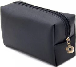 Fako Fashion® - Make Up Tasje Rechthoek - Toilettas - Zwart - PU Leder - 17x10x8cm - Waterproof - Zwart