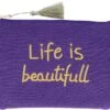 Accessoire Tasje 'Life Is Beautifull' Paars Make-up Haaraccessoire Toilettasje