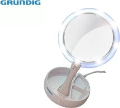Grundig Opmaakspiegel - LED-verlichting - Opbergruimte Sieraden - Gewone En Vergrotende Spiegel - Wit -Cosmetische Kortingen Winkel 1200x1079 9