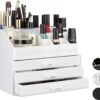 Relaxdays Make-up Organizer Klein - Stapelbaar - Sieradendoosje - Cosmetica - Opbergbox - Wit -Cosmetische Kortingen Winkel 1200x1095 14