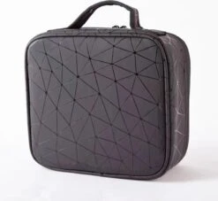 Beautycase Zwart Met Lijnen - Make-up - Cosmetica Case - Schmink -