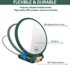 FOGARI Handspiegel Met 1 X 10 X Vergroting, Dubbelzijdige Make-upspiegel, Draagbare Kleine Spiegel, Inklapbare Verstelbare Spiegel Met Handvat, Ronde Reisspiegel, Make-upspiegel, Tafelspiegel, 360 Graden Draaibaar -Cosmetische Kortingen Winkel 1200x1114 7