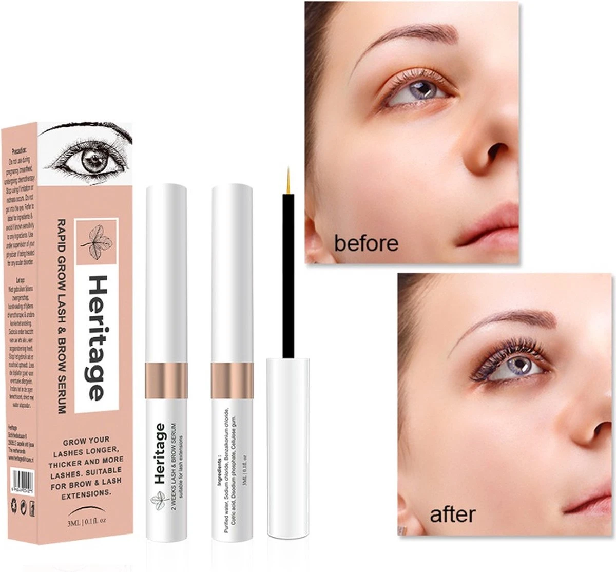 Heritage Wimperserum Rapid Grow Geschikt Voor Wimperextensions Olievrije. Naturel Ingrediënten - Oil Free Lash Serum Suitable For Lash Extensions Wearer 3 Heritage Wimperserum Rapid Grow Geschikt Voor Wimperextensions Olievrije. Naturel Ingrediënten - Oil Free Lash Serum Suitable For Lash Extensions Wearer